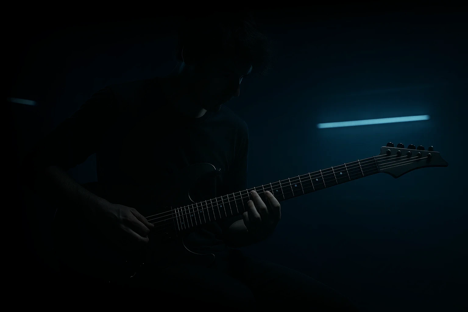 Guitarist practicing