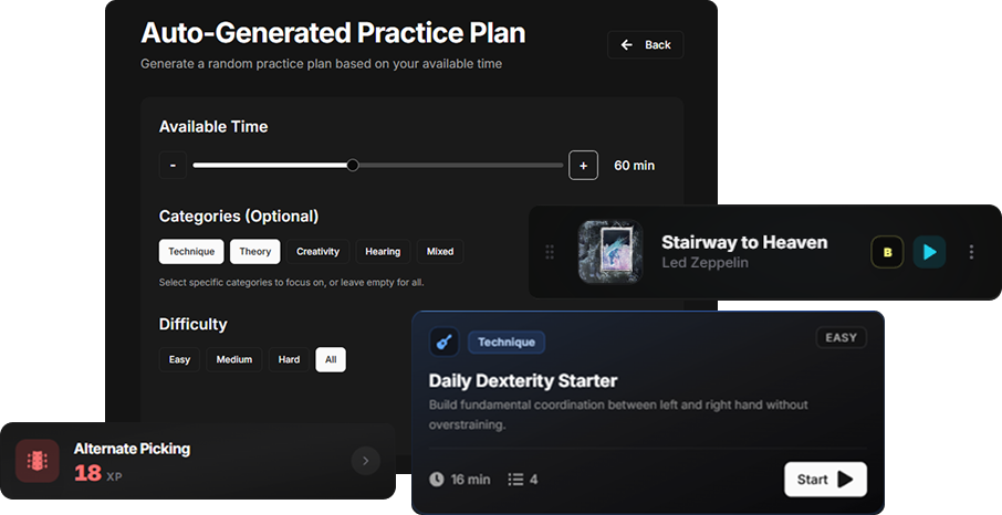 Riff Quest – song library screen