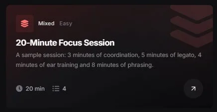Custom plan details showing 20 minutes and four exercises